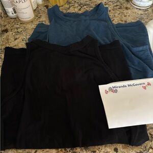 Athleta Black Tank Top mock style and blue size xs worn 2x cotton blend